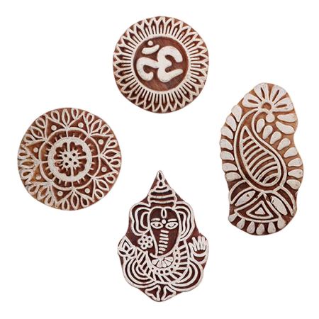 Set of 4 Piece New Mix Wooden Printing Blocks